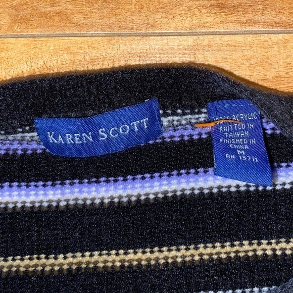 Karen Scott Multicoloured Striped Knitted Women’s size Medium Sweater - Picture 4 of 6